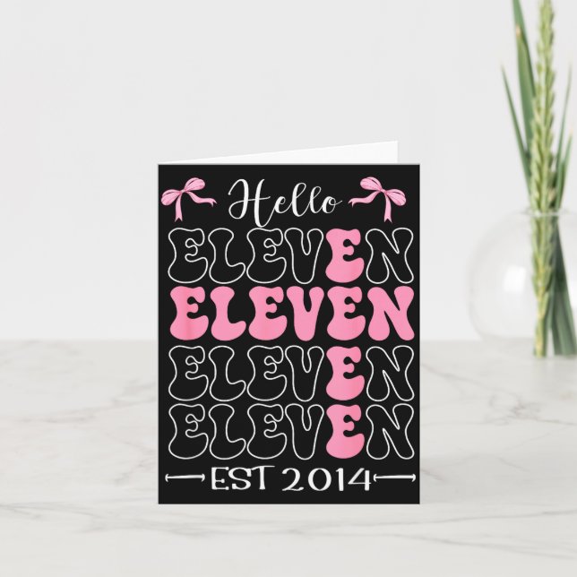 Hello Eleven Est 2014 11th Birthday Girl Coquette  Kort (Framsida)