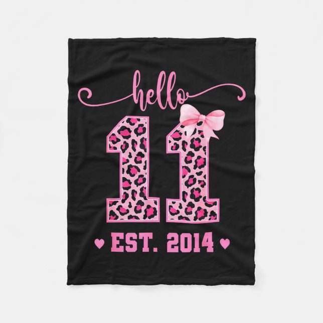 Hello Eleven Est 2014 Coquette Bow 11th Birthday G Fleecefilt (Framsidan)