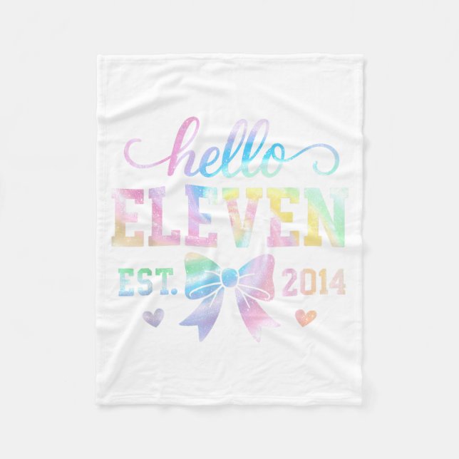 Hello Eleven Est 2014 Coquette Bow 11th Birthday G Fleecefilt (Framsidan)