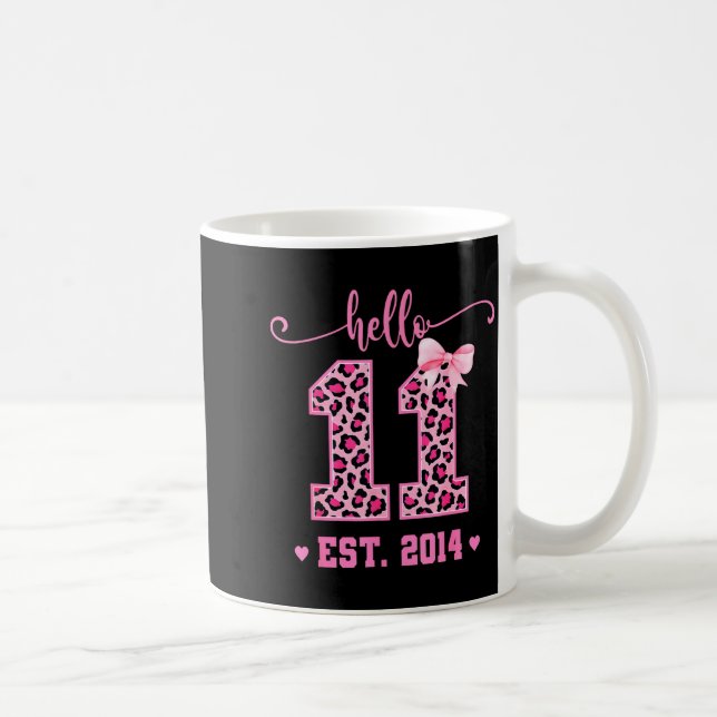 Hello Eleven Est 2014 Coquette Bow 11th Birthday G Kaffemugg (Höger)