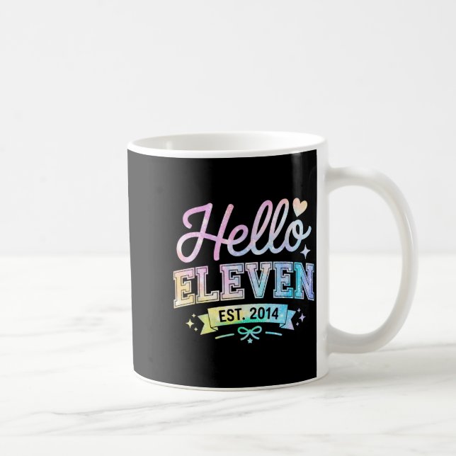 Hello Eleven Est 2014 Coquette Bow 11th Birthday G Kaffemugg (Höger)