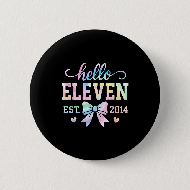 Hello Eleven Est 2014 Coquette Bow 11th Birthday G Knapp (Framsida)