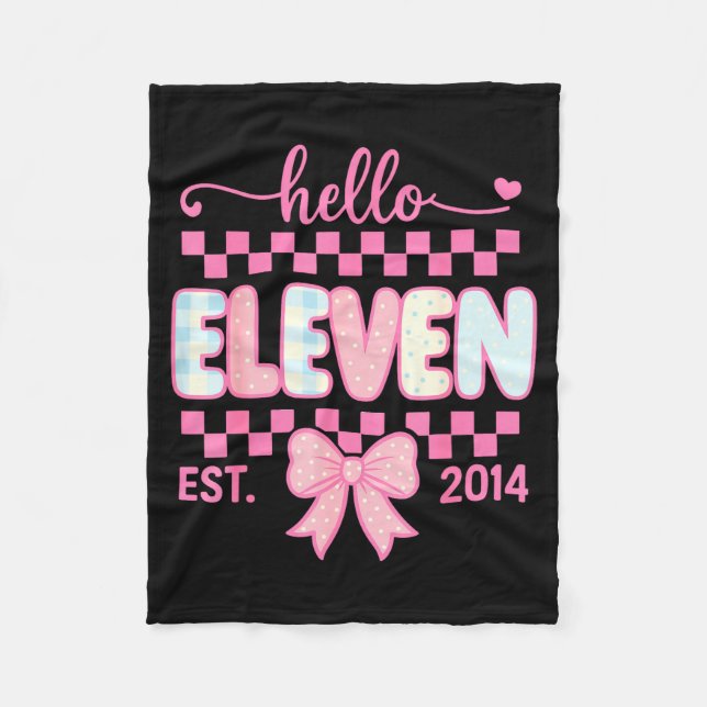 Hello Eleven Est 2014 Coquette Bow Happy 11th Birt Fleecefilt (Framsidan)
