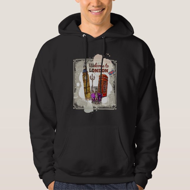 Hello England Welcome To London Hoodie (Framsida)