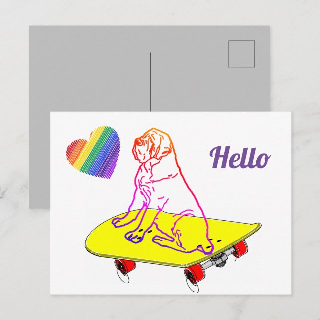 Hello  engliish Mastiff Dogge Urlaub Vykort (Fram/baksida)