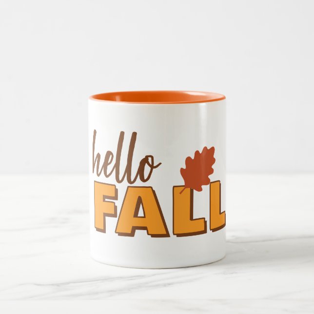 Hello Fall Autumn Mug Två-Tonad Mugg (Center)