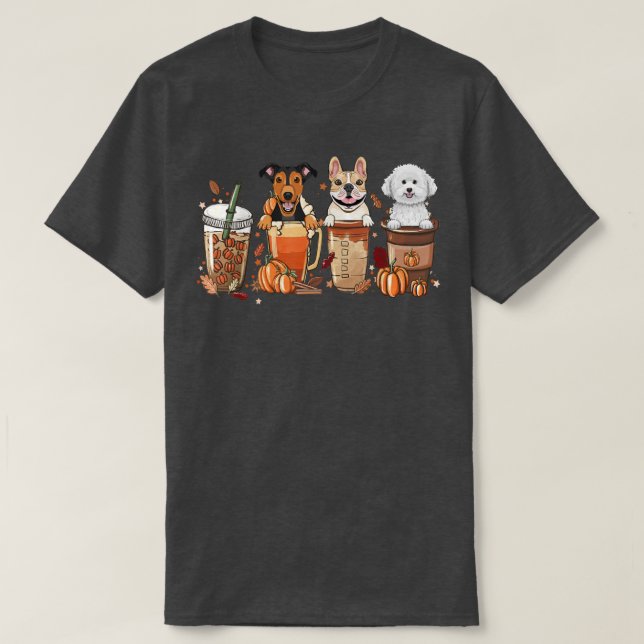 Hello Fall Coffee Dog Pumpkin SeasonHello Autumn  T Shirt (Design framsida)