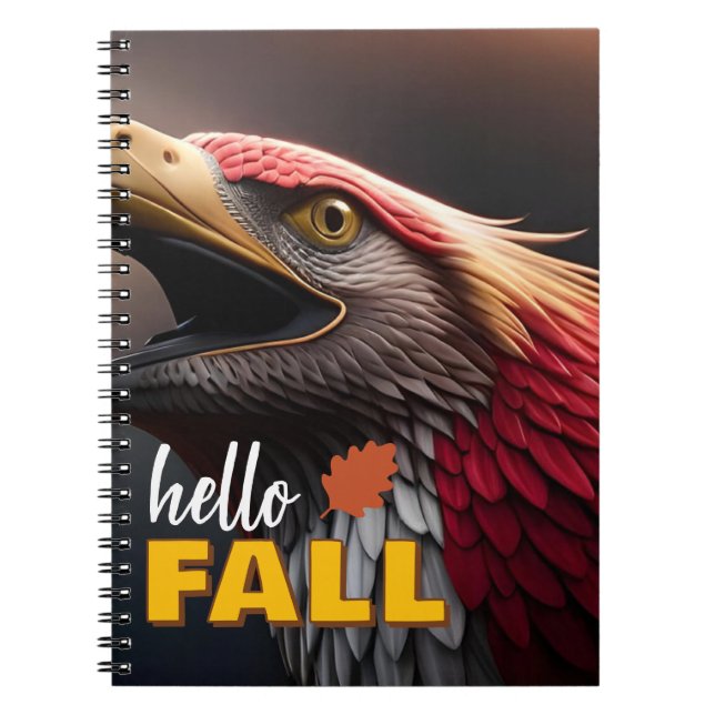 Hello Fall Fantasy Bird Notebook Anteckningsbok (Framsidan)