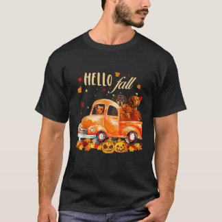 Hello Fall Funny Dachshund Halloween pumkin T Shirt