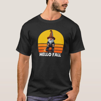 Hello Fall Pumpkin Plaid Truck Gnomes For Hallowee T Shirt