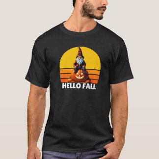 Hello Fall Pumpkin Plaid Truck Gnomes For Hallowee T Shirt