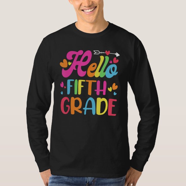 Hello Fifth 5th Grade Cute Back to School 5th Grad T Shirt (Framsida)