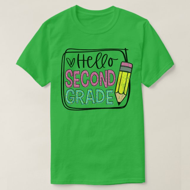 Hello First Grade 2nd Day Pencil; Happy First Day  T Shirt (Design framsida)