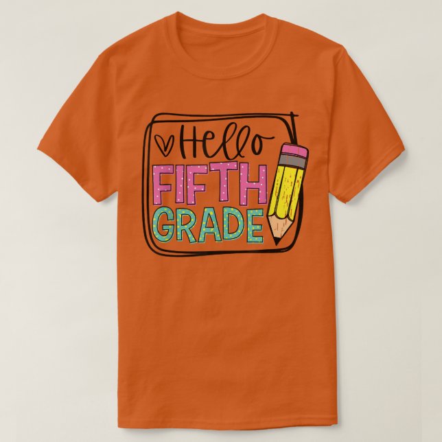 Hello First Grade 5th Day Pencil; Happy First Day  T Shirt (Design framsida)