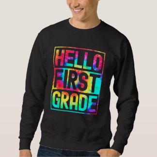 Hello First Grade Back to School 1st Grade Teacher Lång Ärmad Tröja