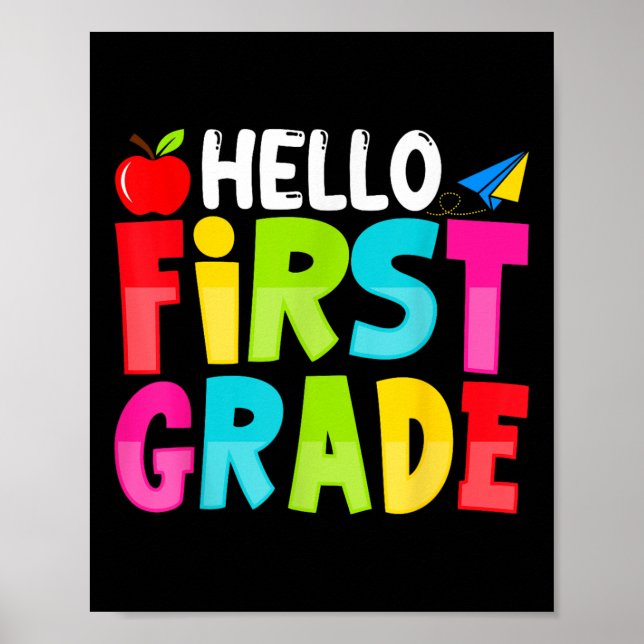 Hello First Grade Funny Back To School 1st Graders Poster (Framsidan)