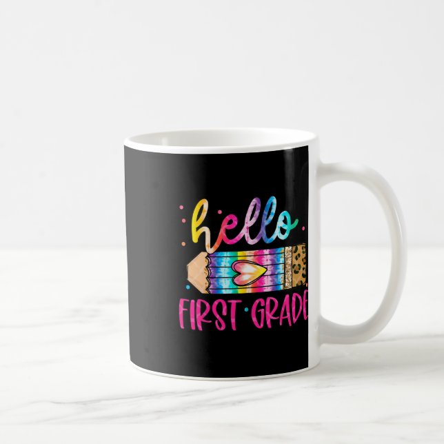 Hello First Grade Leopard Tie Dye Pencil Cute Teac Kaffemugg (Höger)