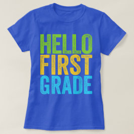 Hello First Grade Teacher Coquette Pencil Bow T Shirt