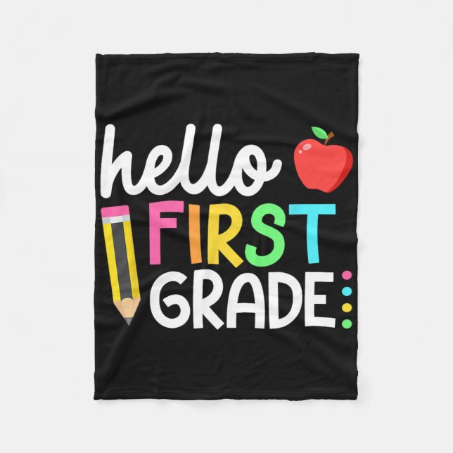 Hello First Grade Team 1st Grade Byck To School Te Fleecefilt (Framsidan)