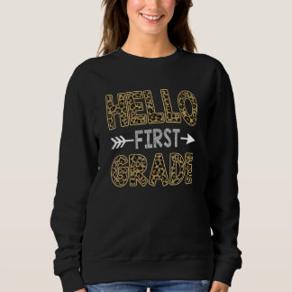 Hello First Grade Team 1st Grade Leopard Back To S T Shirt