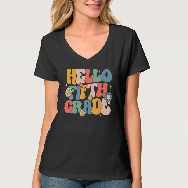 Hello Fitfth Grade Groovy 5th Grade Back School Te T Shirt (Framsida)