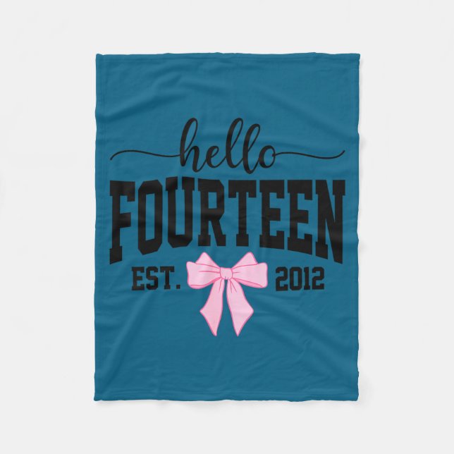 Hello Fourteen Est 2012 Coquette Bow 14th Birthday Fleecefilt (Framsidan)