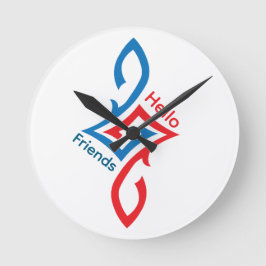 Hello Friends Simple Happy Greeting Design Rund Klocka