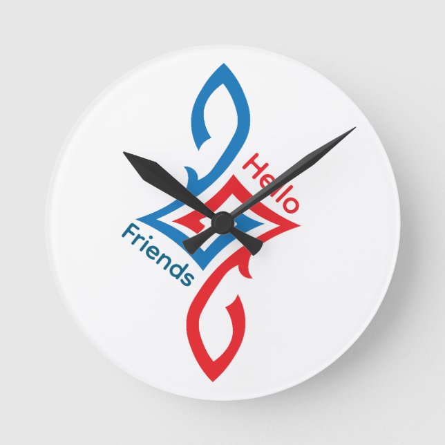 Hello Friends Simple Happy Greeting Design Rund Klocka (Framsida)