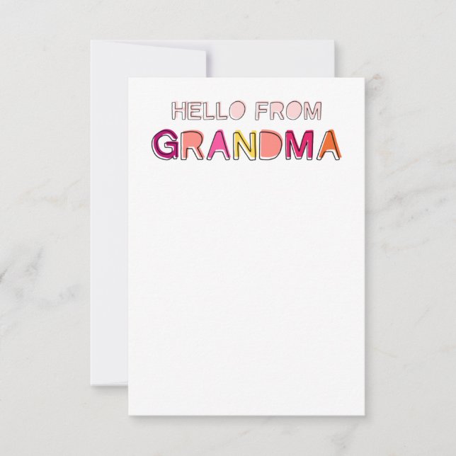 Hello from Grandma Notecards Tack Kort (Framsida)