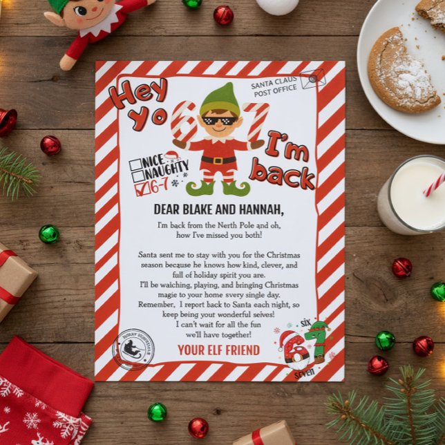 Hello from your Elf, Christmas Elf Arrival letter Inbjudningar (Skapare uppladdad)