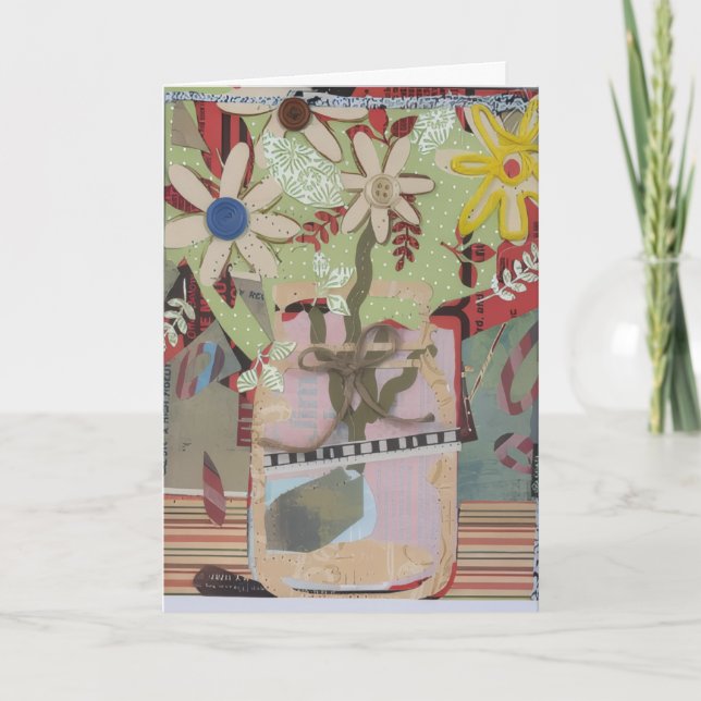 hello.getwell. blank/blommor bukett papper konst d tack kort (Framsida)