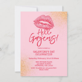 Hello Gorgeous Galentine's Day Pink Inbjudningar