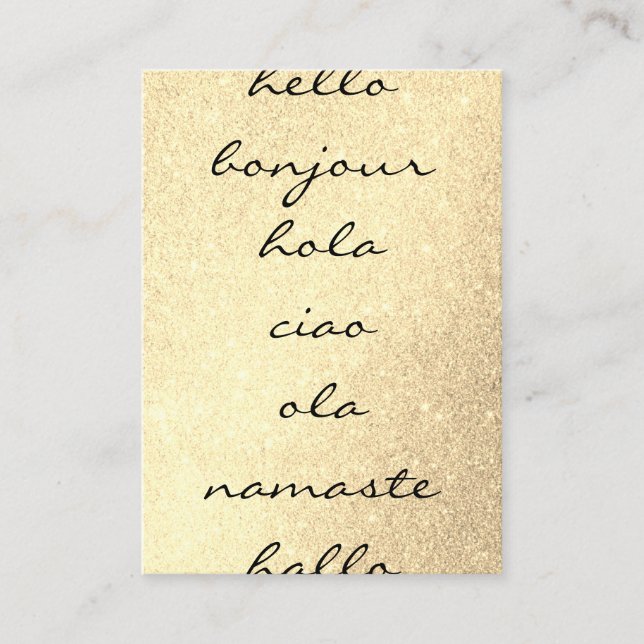 Hello Greetings Gold Glitter Visitkort (Framsida)