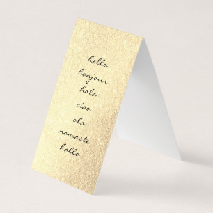 Hello Greetings Gold Glitter Visitkort