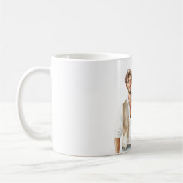 Hello Handsome Man White Shirt Cream Vest Kaffemugg