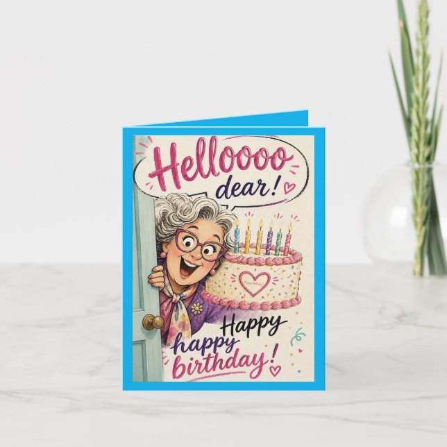 Hello happy happy birthday Folded Greeting Card Kort (Framsida)