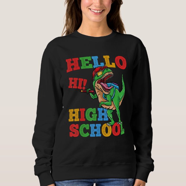 Hello High School Rex Dinosaur Back To School Boys T Shirt (Framsida)