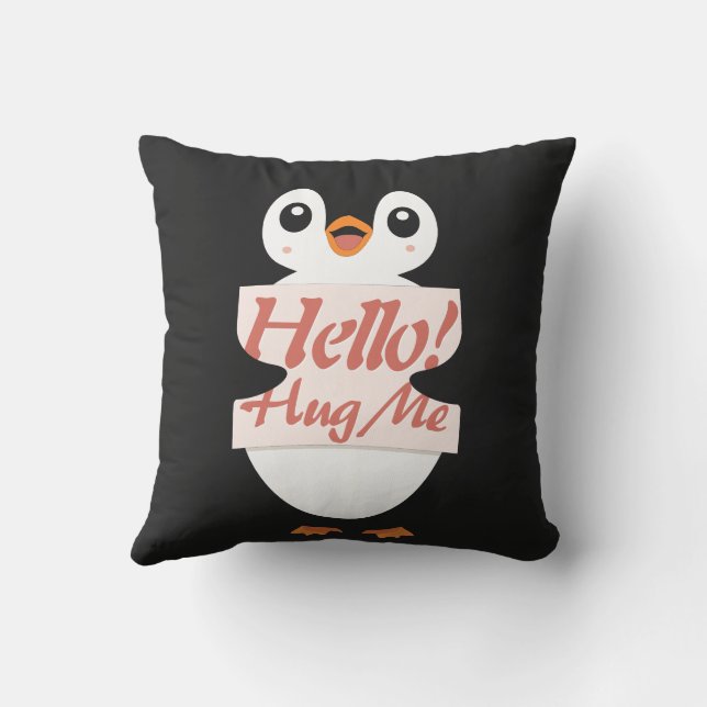 Hello! Hug Me - penguin costume personalization Kudde (Baksida)