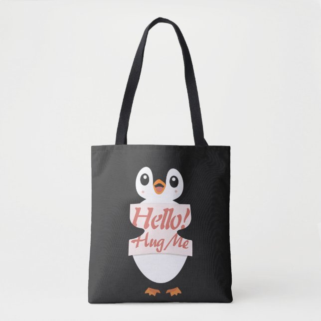 Hello! Hug Me - penguin costume personalization Tygkasse (Framsida)