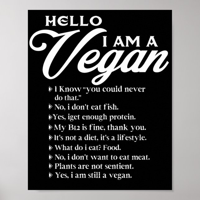 Hello I Am A Vegan 9 Things About Vegan Poster (Framsidan)