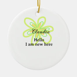 Hello I am new here name yellow green flower kids Julgransprydnad Keramik