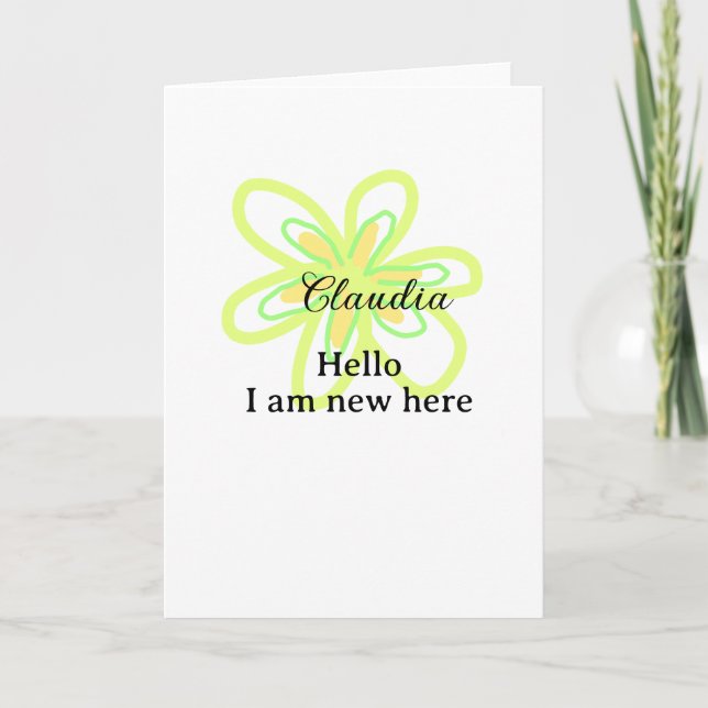 Hello I am new here name yellow green flower kids Kort (Framsida)