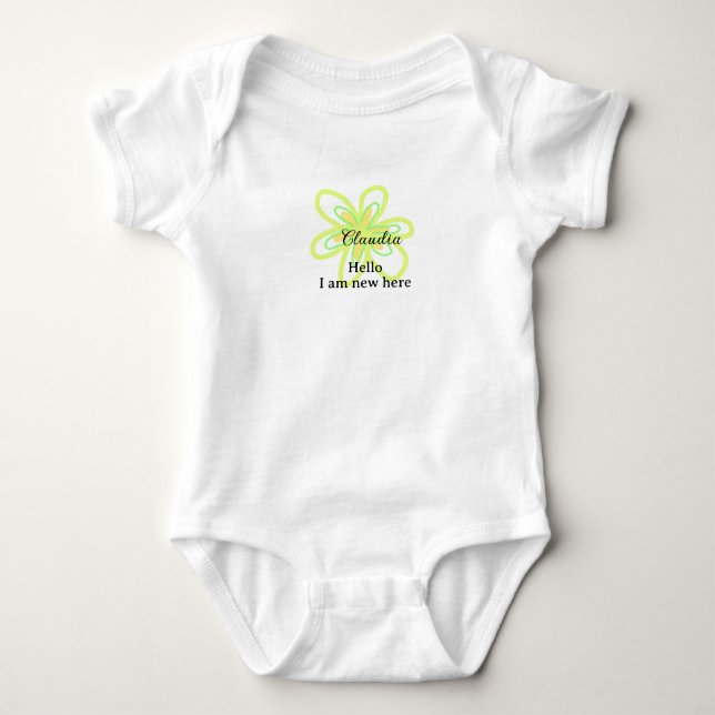 Hello I am new here name yellow green flower kids T Shirt (Framsida)