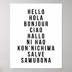 Hello In Multiple Languages Poster