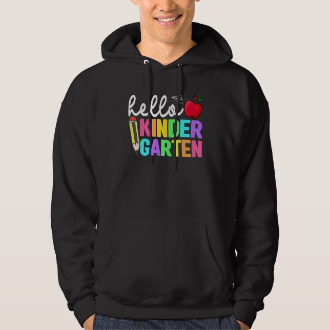 Hello Kindergarten Back To School Teacher Kid Team Hoodie (Framsida)