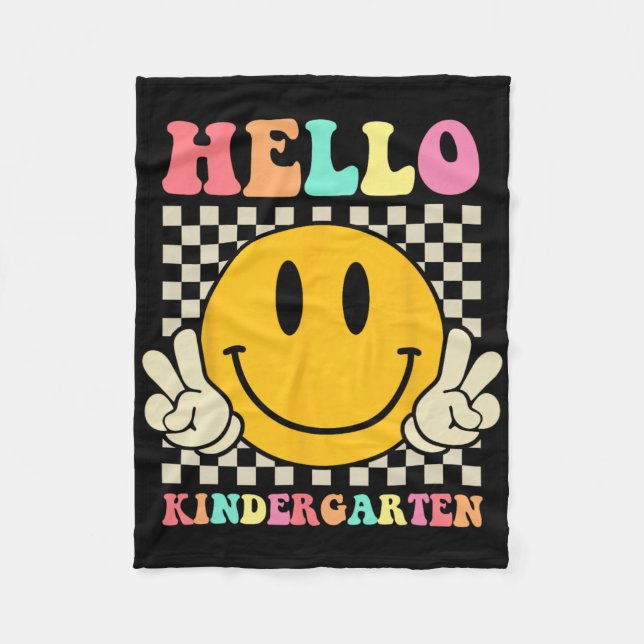 Hello Kindergarten Byck To School Groovy Teacher S Fleecefilt (Framsidan)