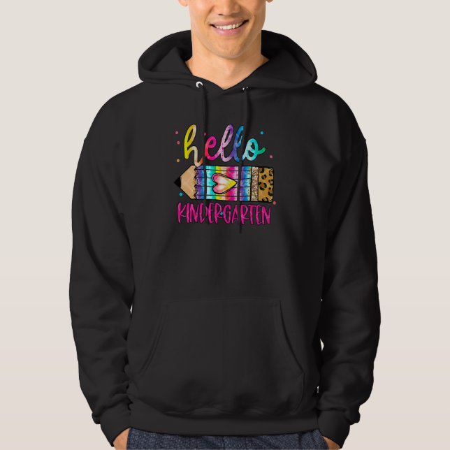 Hello Kindergarten Leopard Tie Dye Pencil   Cute T Hoodie (Framsida)