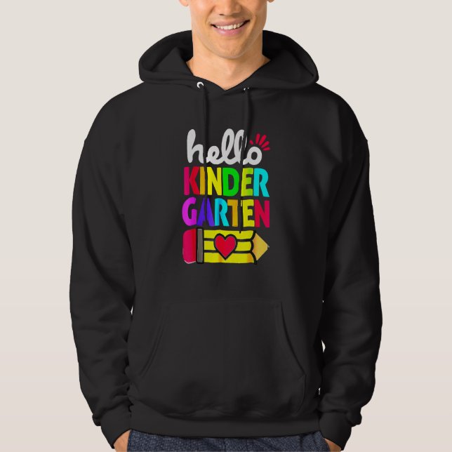 Hello Kindergarten Pencil Heart Back To School Tea Hoodie (Framsida)