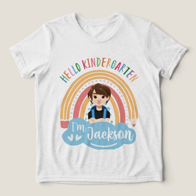 Hello Kindergarten - Personalized Shirt For Boy T (Design Framsida)
