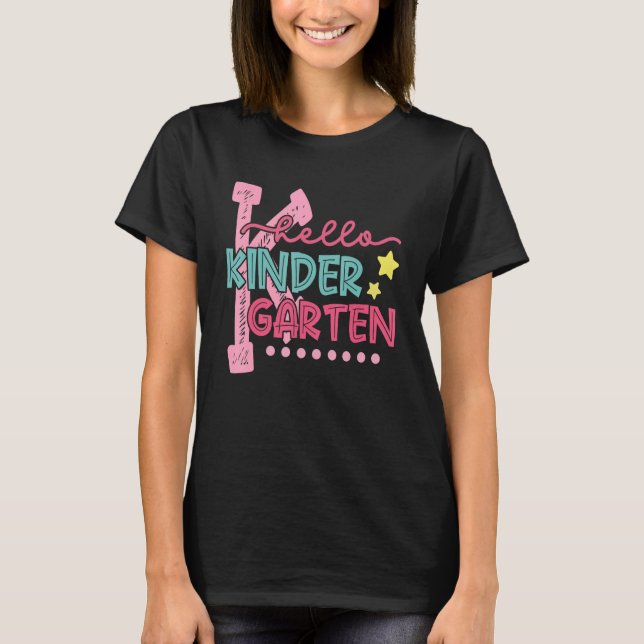 Hello Kindergarten Student Teacher First Day Of Sc T Shirt (Framsida)